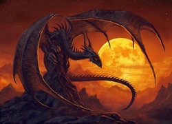 Dragon & Full Moon, Dragons worship the Moon Goddess
